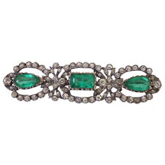 Spectacular Antique Edwardian Silver Lazarus Emerald Paste Brooch