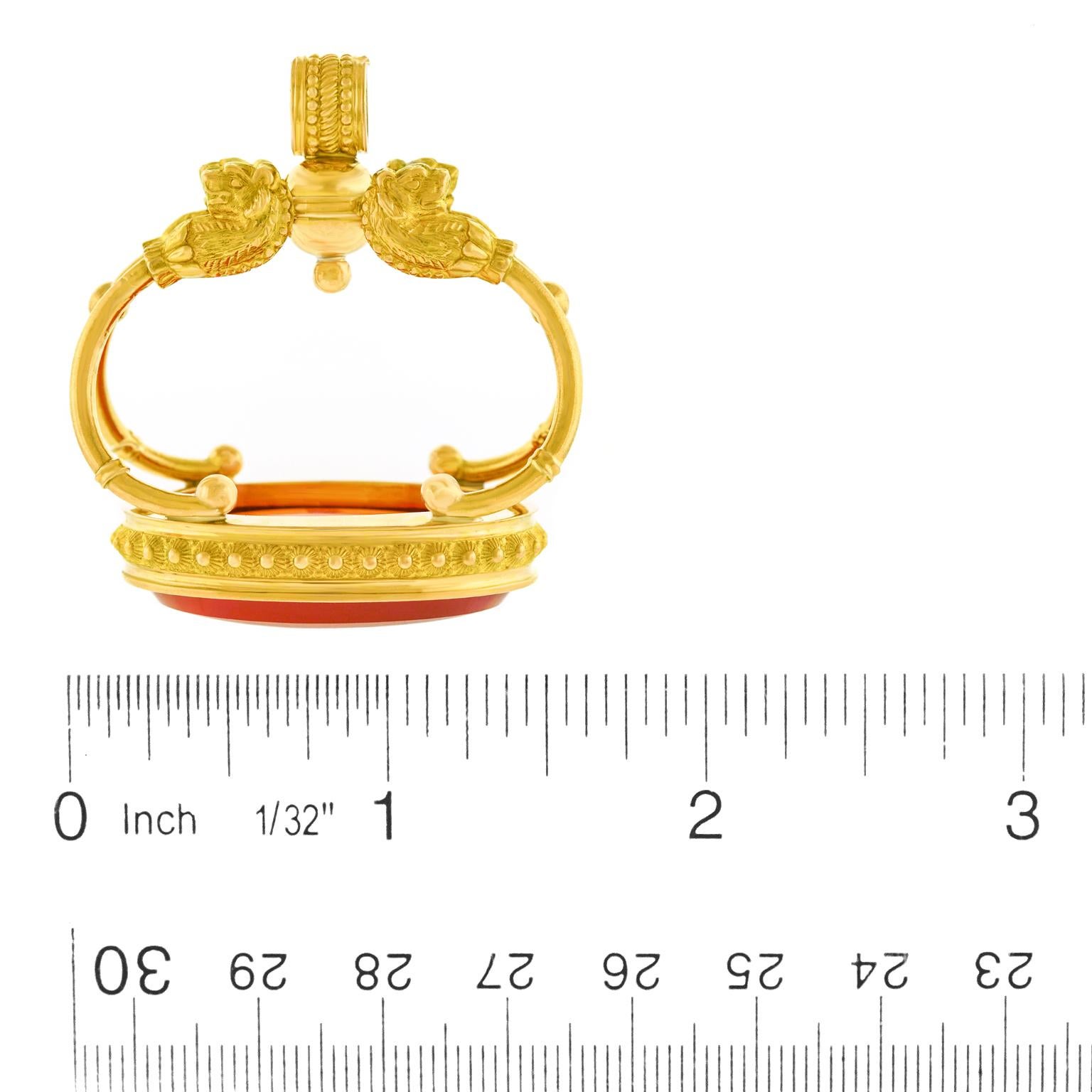 da uomo o donna Spettacolare ciondolo a forma di fob in oro Antique French in vendita