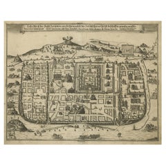 Spectacular Antique Original Engraving of a Town Plan of Jerusalem, 1708