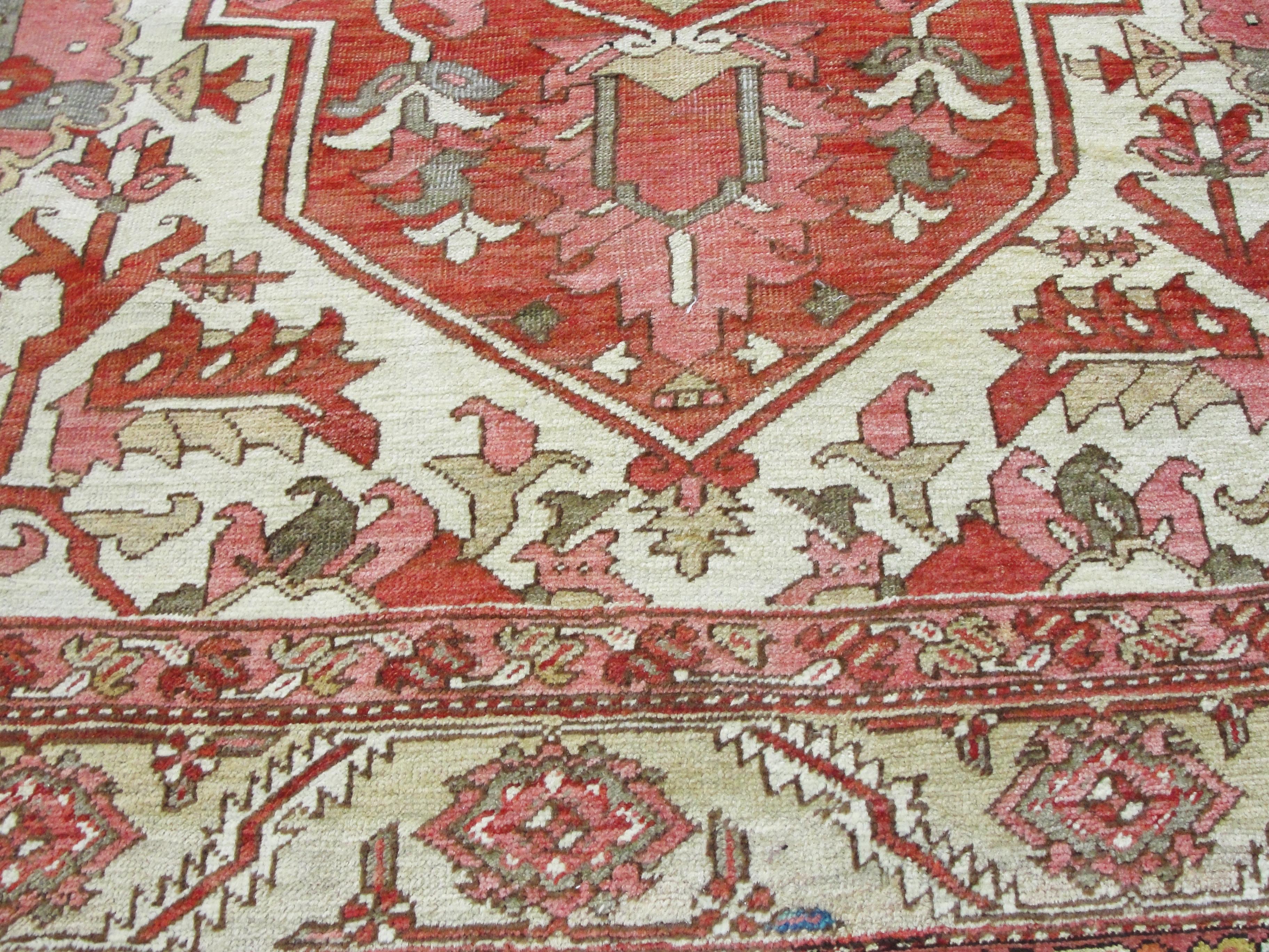 Wool  Antique Persian Serapi Carpet For Sale
