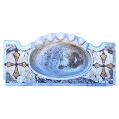 Spectacular Antique Sink in Olimpico Marble with Tarsie Early 19th Century