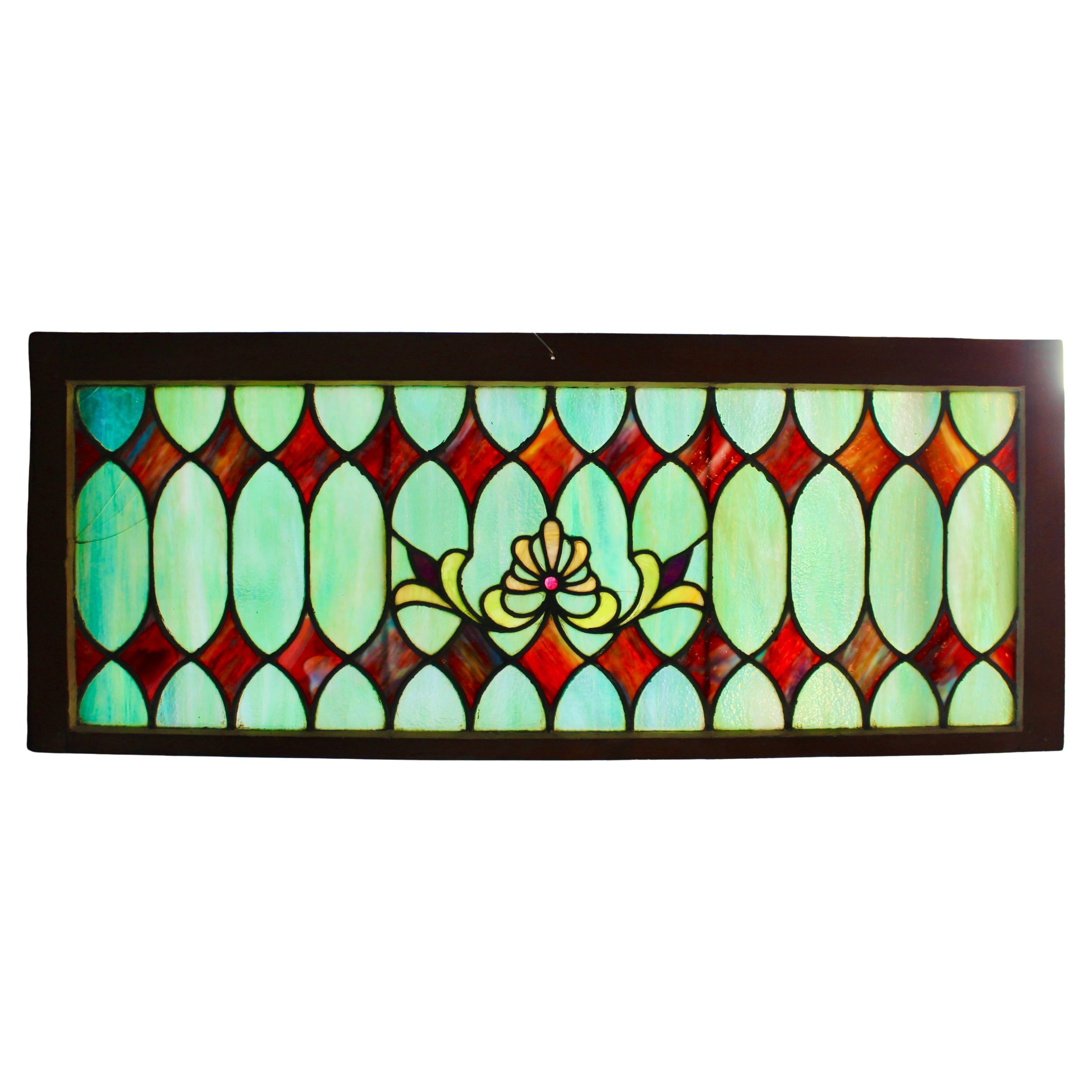 Spettacolare finestra antica con oblò 48" x 20"