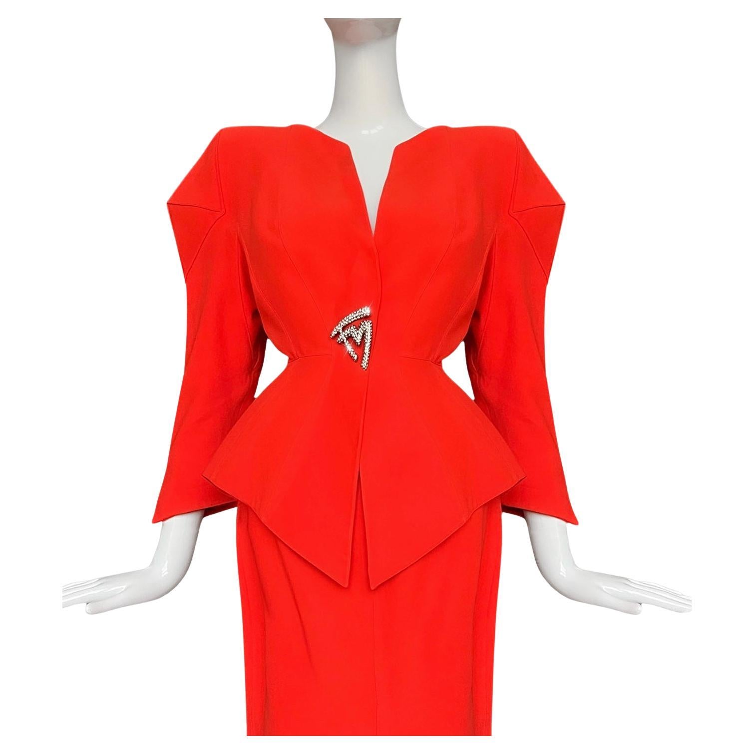 Spettacolare abito d'archivio Thierry Mugler SS 1991 con gonna e giacca