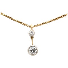 Spectacular Art Deco .95Ct Plus F/ G VVS2 Quality Twin Diamond Pendant Necklace