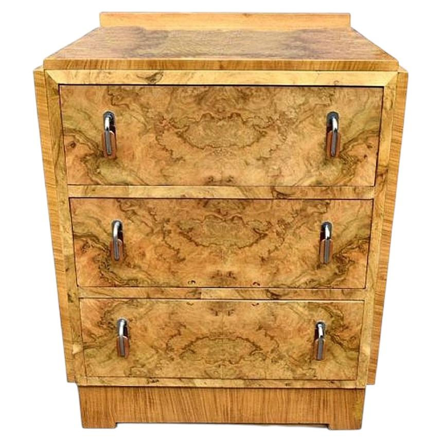 Spectacular Art Deco Bleached Blonde Walnut Chest of Drawers, c1930 For Sale