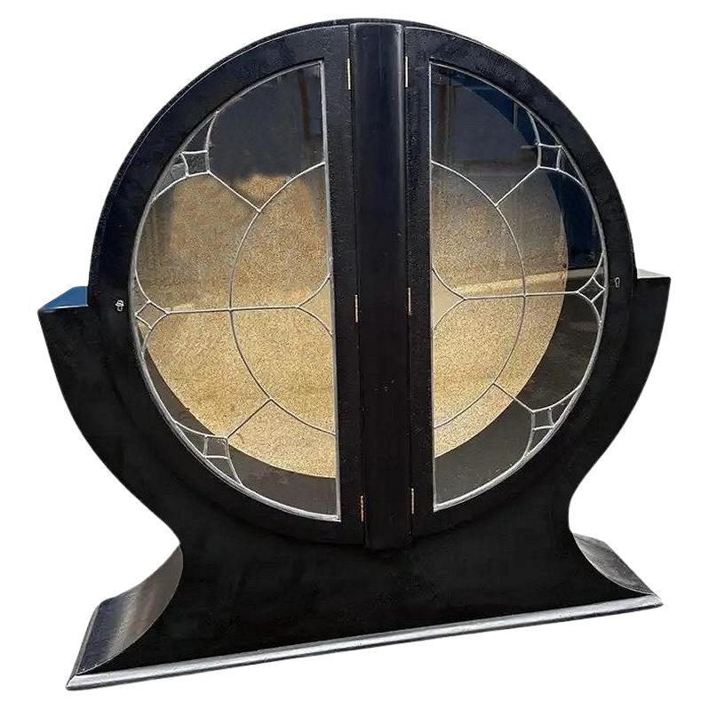 Spettacolare vetrinetta in vetro ebanizzato Art Déco, Vitrine, Inglese, C1930 in vendita