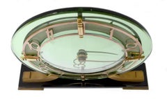 Spettacolare orologio da parete in vetro a specchio verde Deco Mirror di Smith & Smith, 1930 ca.