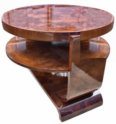 Spectacular Art Deco High End Two Tier Walnut Table, c1930