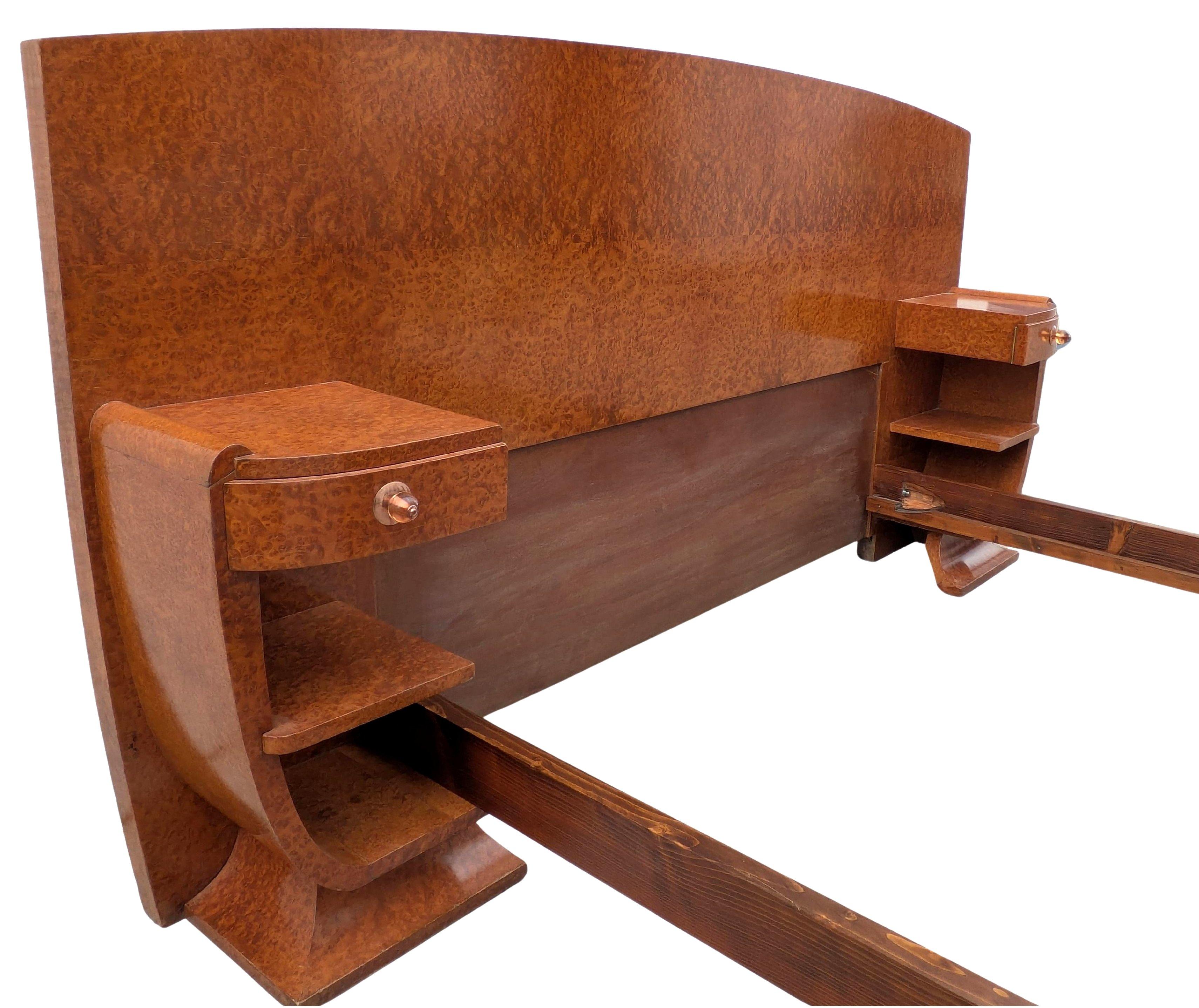 Spectacular Art Deco Modernist French Double Bed, Circa 1935 In Good Condition For Sale In Devon, England