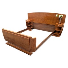 Espectacular cama de matrimonio francesa modernista Art Déco, circa 1935