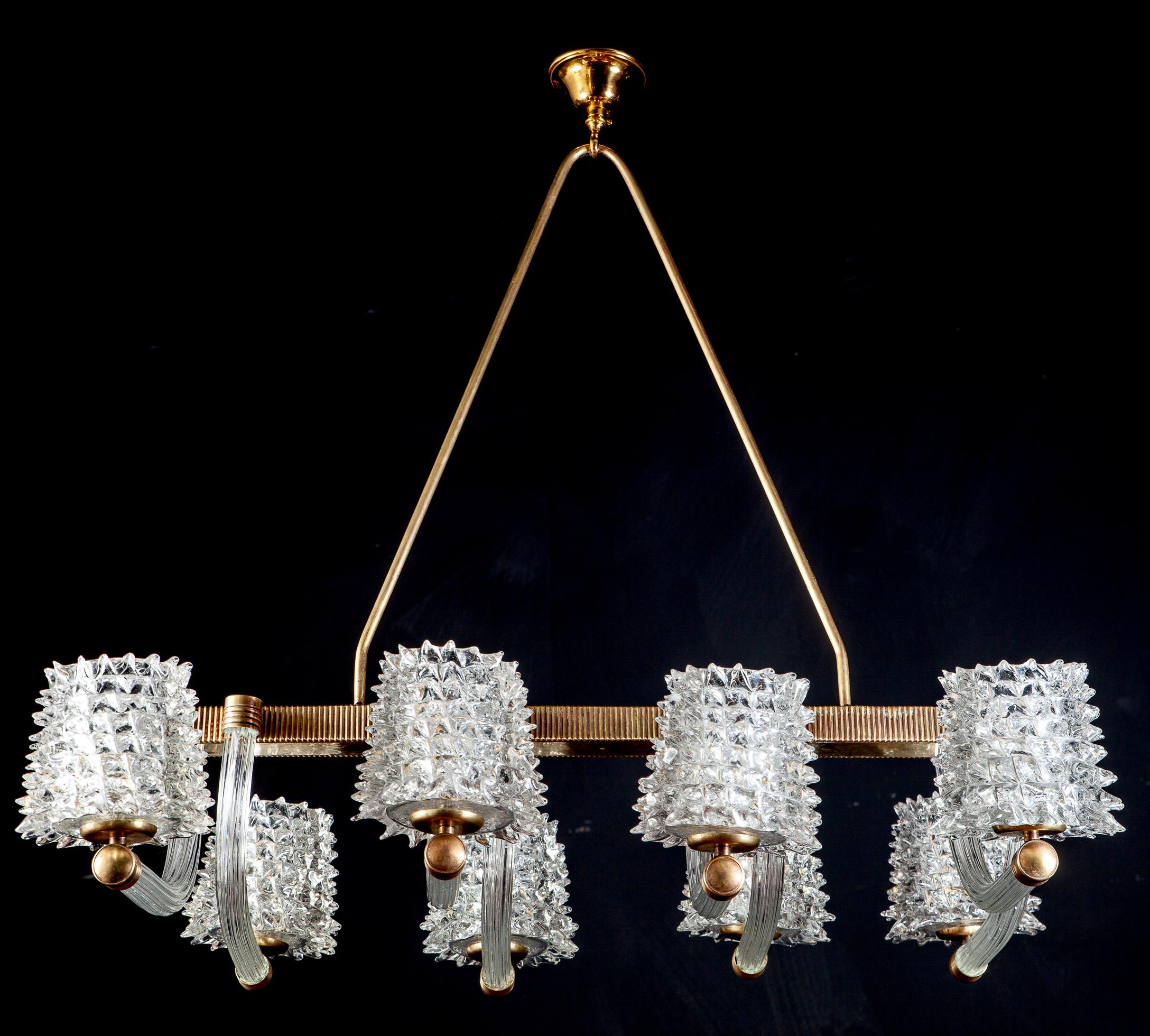 Spectacular Art Deco Murano Glass Chandelier by Ercole Barovier, 1940 5