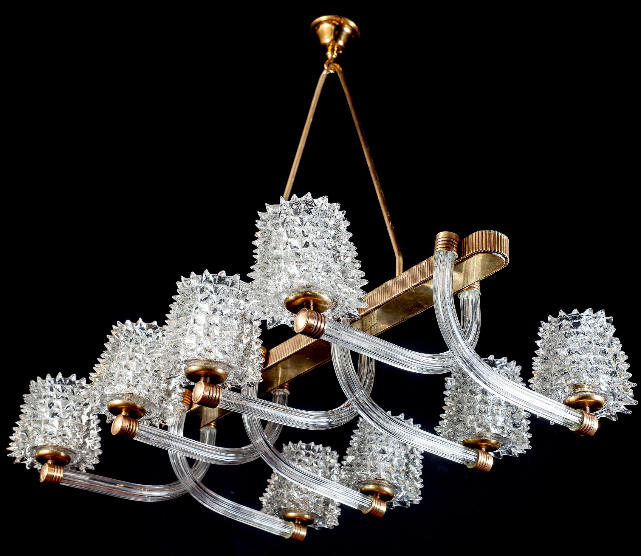 Spectacular Art Deco Murano Glass Chandelier by Ercole Barovier, 1940 10