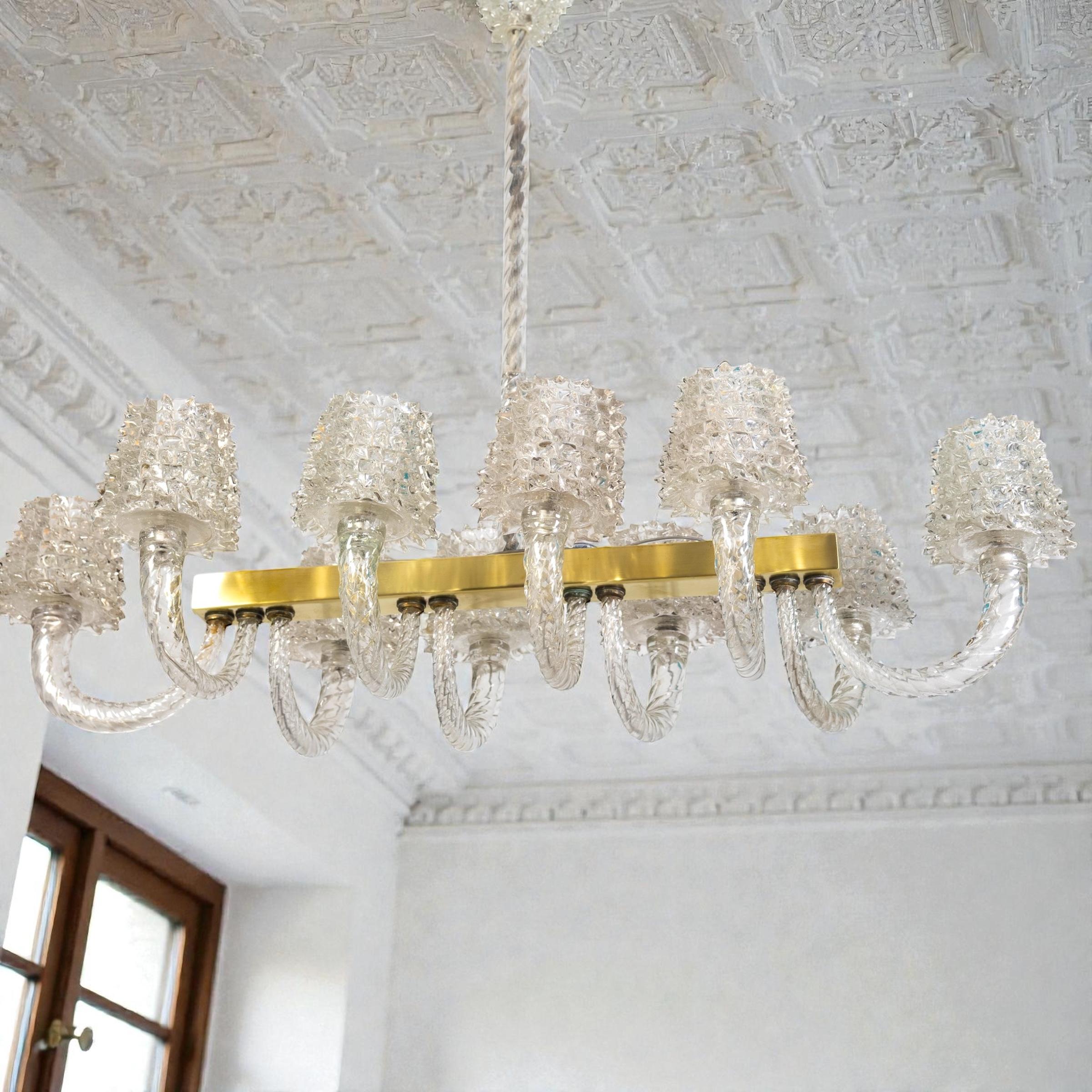 20ième siècle Spectaculaire lustre en verre de Murano Art déco par Ercole Barovier, 1940 en vente