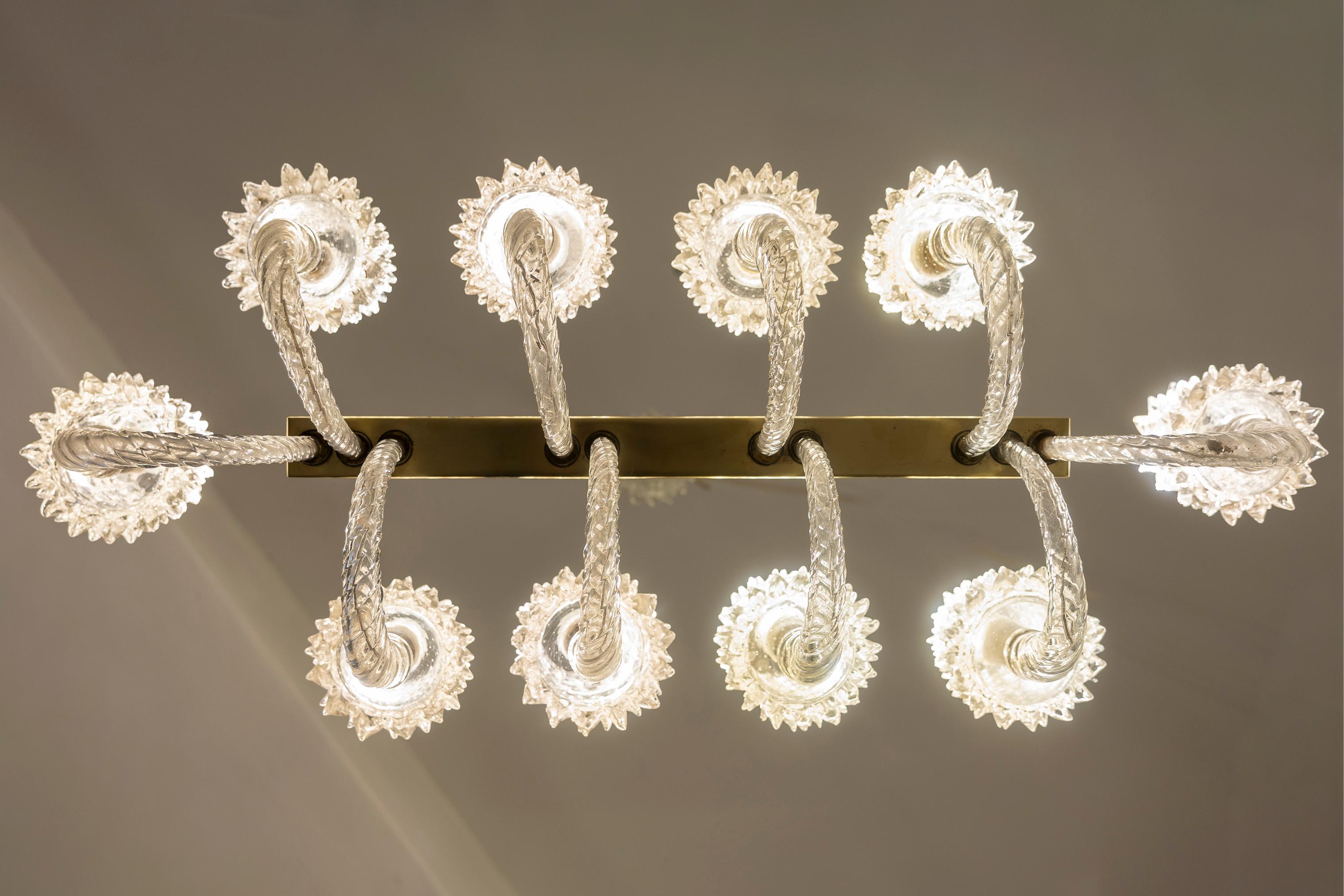 Verre brun Spectaculaire lustre en verre de Murano Art déco par Ercole Barovier, 1940 en vente