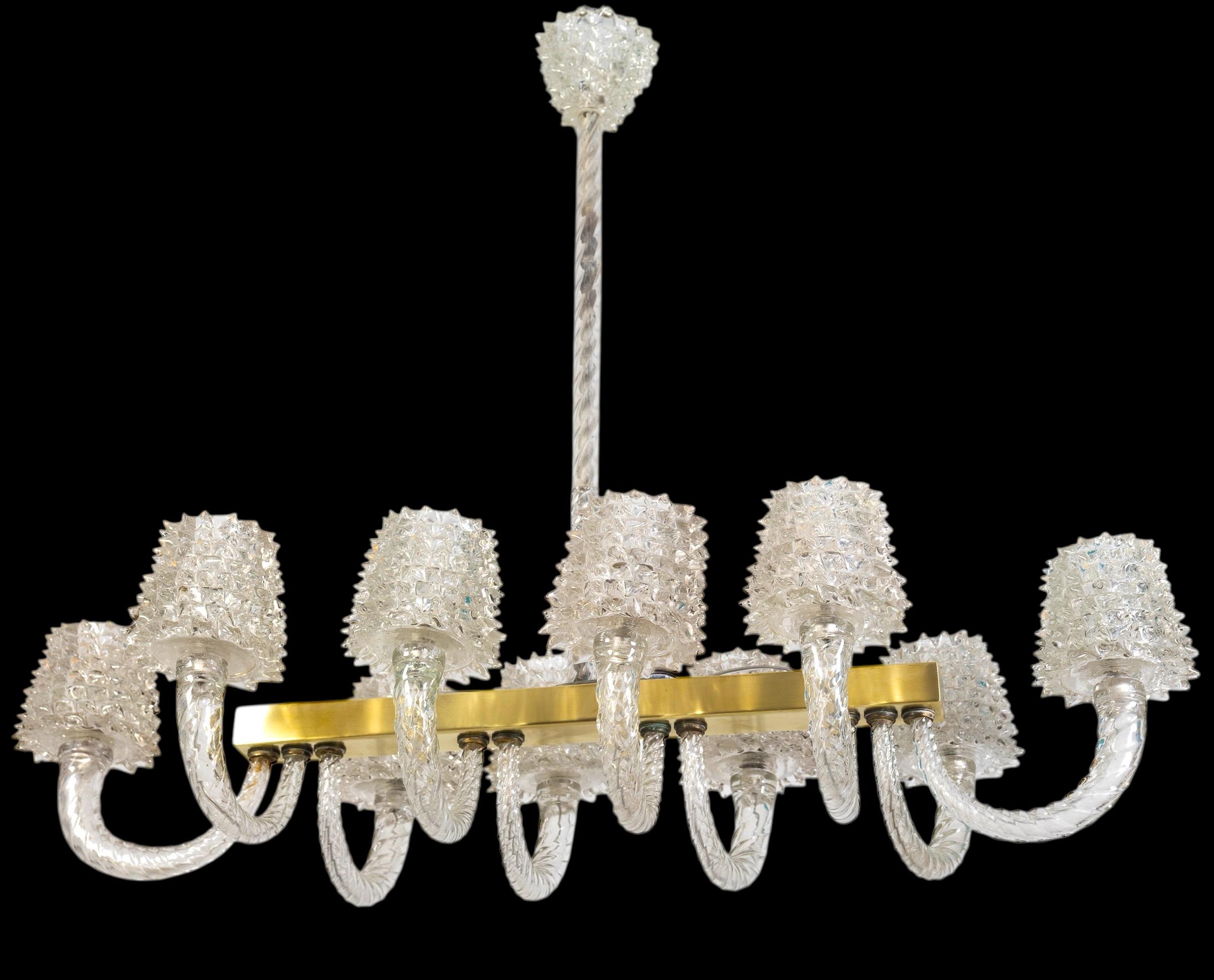 Spectaculaire lustre en verre de Murano Art déco par Ercole Barovier, 1940 en vente 2