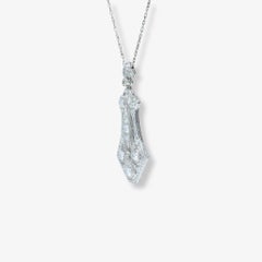 Spectacular Art Deco Old European Cut Diamond and Platinum Pendant and Necklace