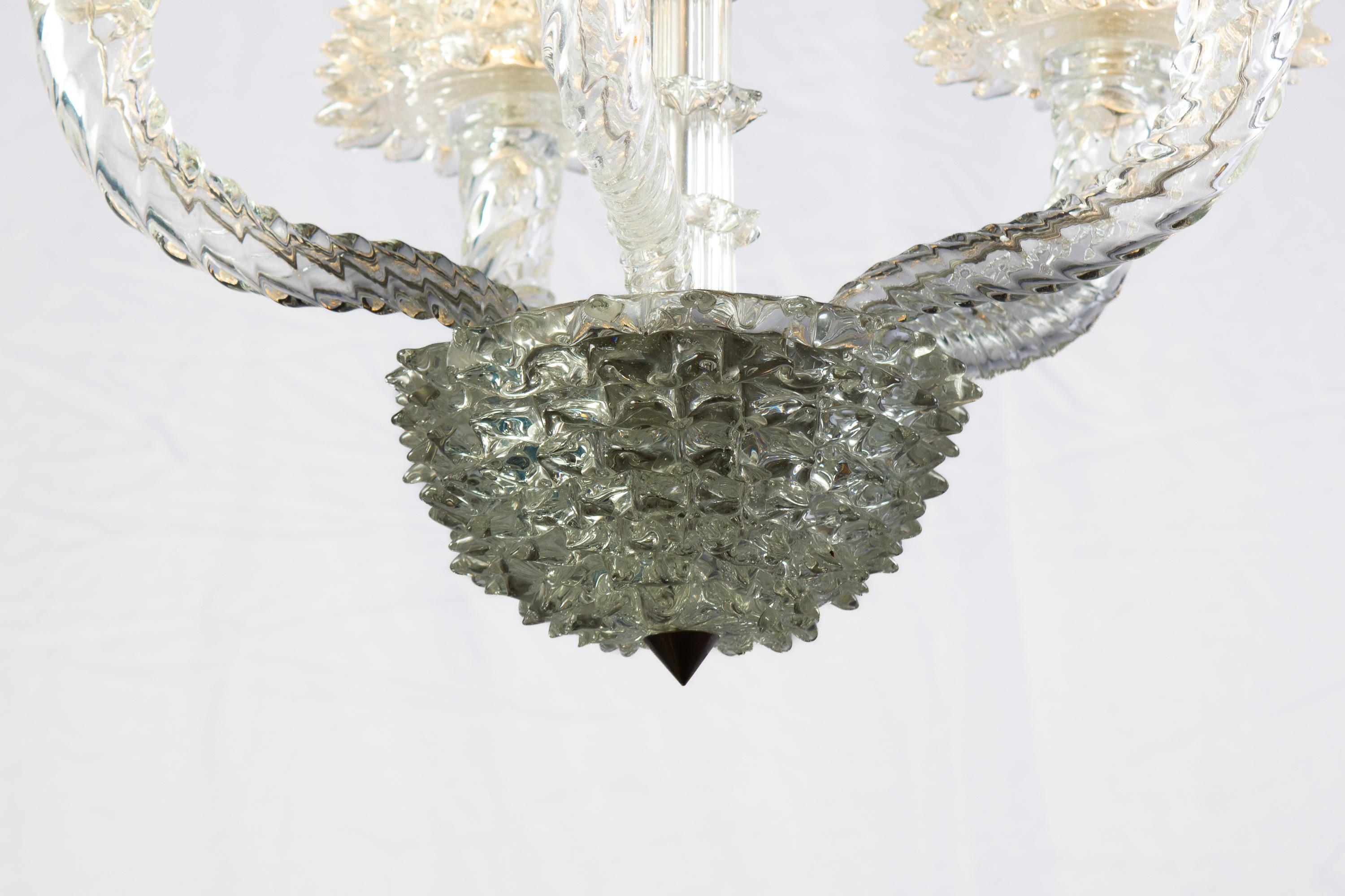 Spectacular Art Deco Rostrato Murano Glass Chandelier by Ercole Barovier, 1940 7
