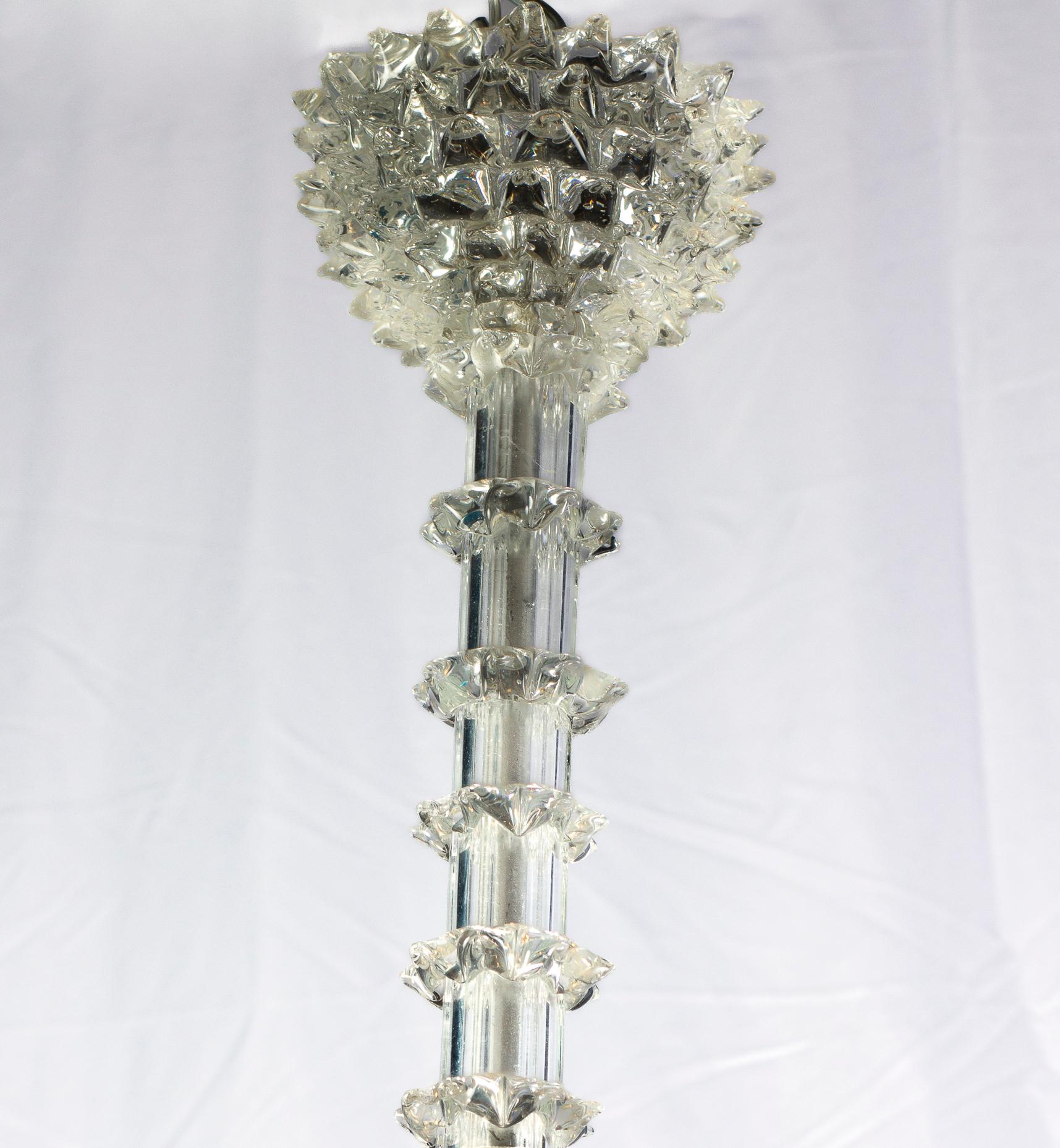 Spectacular Art Deco Rostrato Murano Glass Chandelier by Ercole Barovier, 1940 10