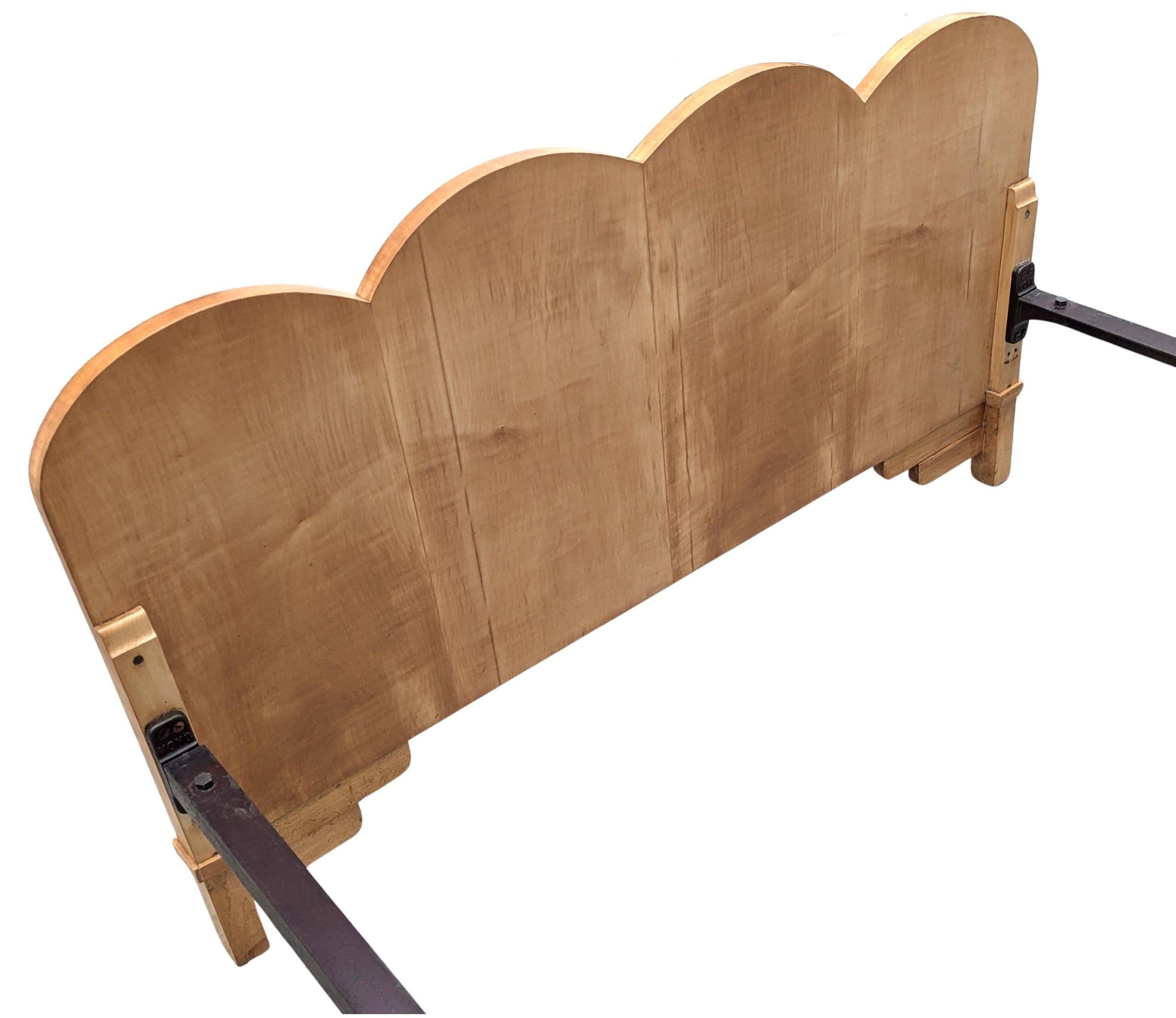 Spectacular Art Deco Satinwood Double Bed, Circa 1935 For Sale 4