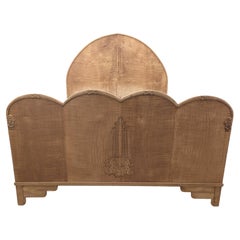 Espectacular cama de matrimonio Art Decó de madera satinada, circa 1935