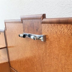 Spectacular Art Deco Skyscraper Maple Bed with Integral Cabinets