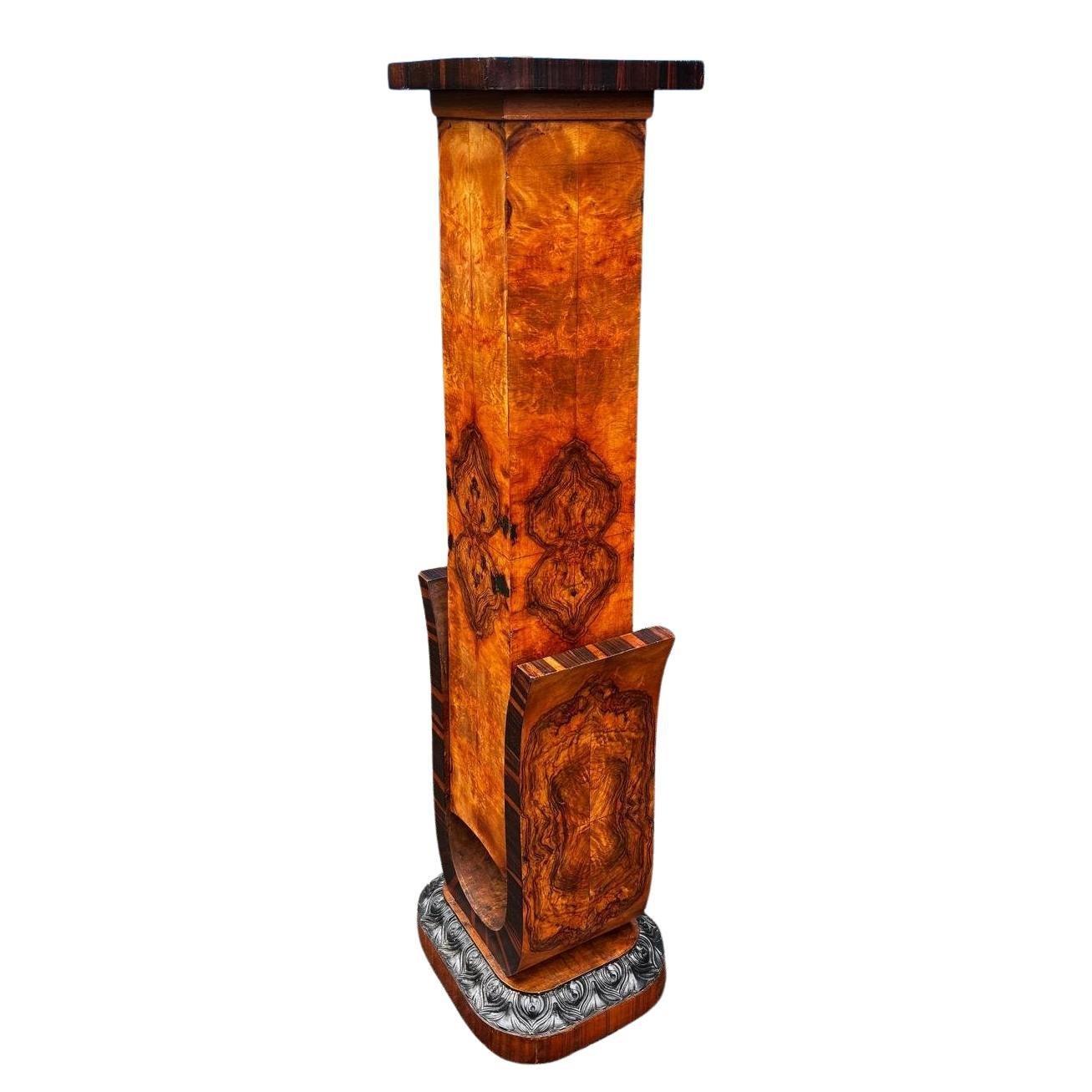 Spectacular Art Deco Walnut And Macassar Ebony Pedestal, Torchiere, c1930 For Sale 5