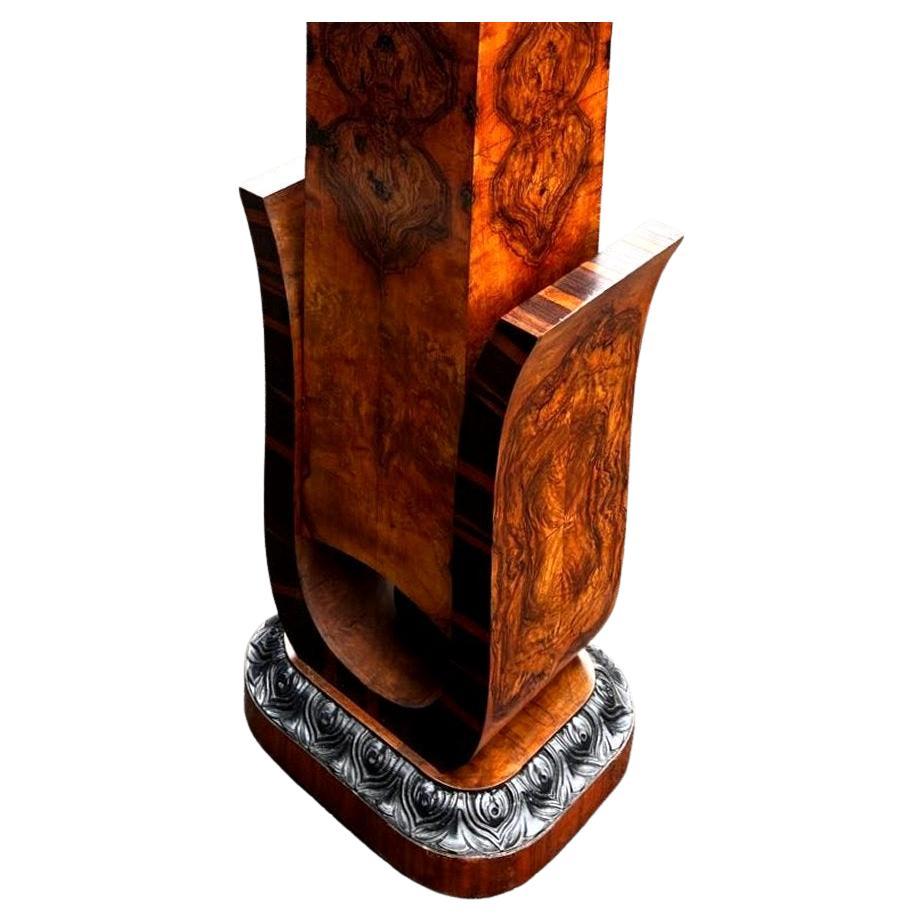 European Spectacular Art Deco Walnut And Macassar Ebony Pedestal, Torchiere, c1930 For Sale
