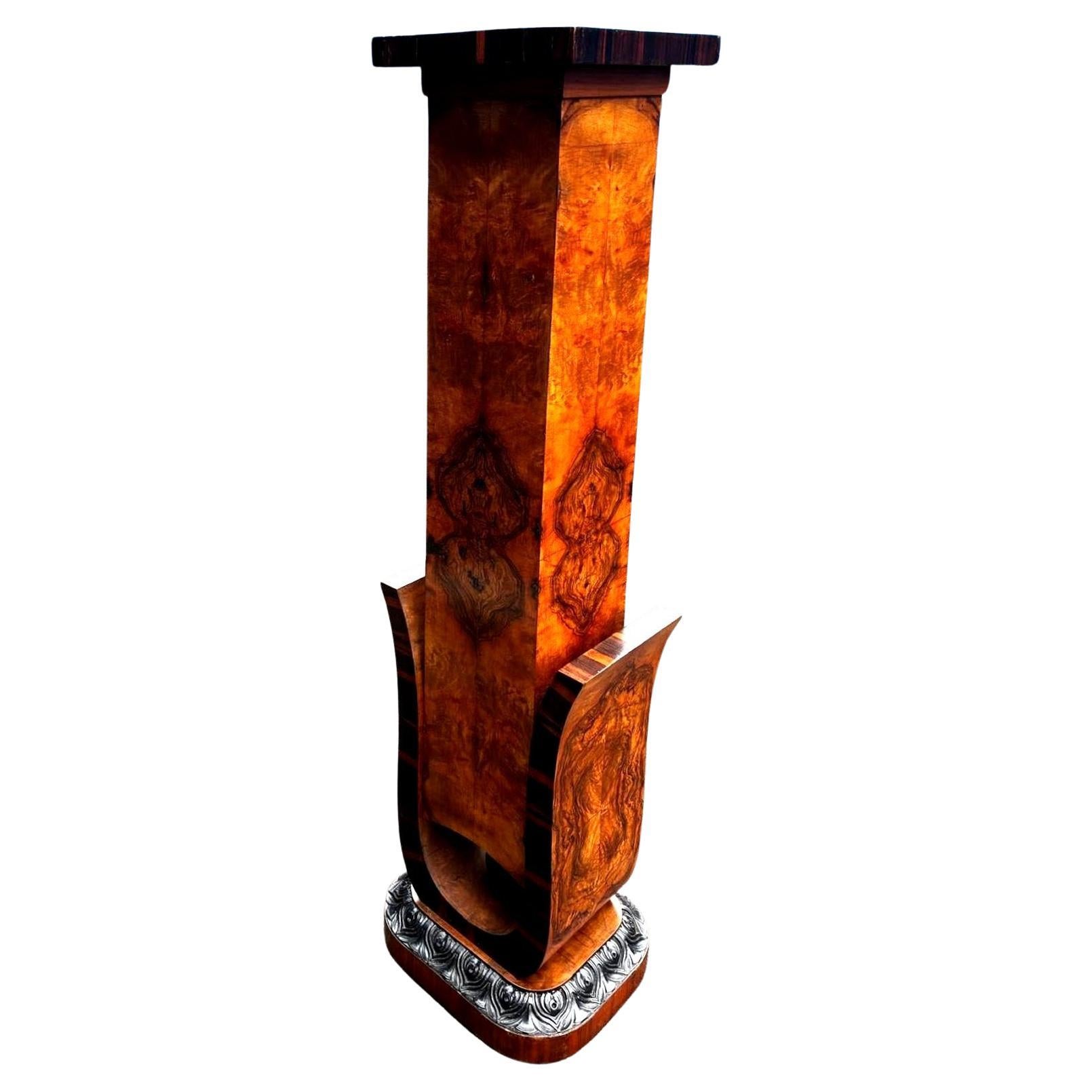 20th Century Spectacular Art Deco Walnut And Macassar Ebony Pedestal, Torchiere, c1930 For Sale