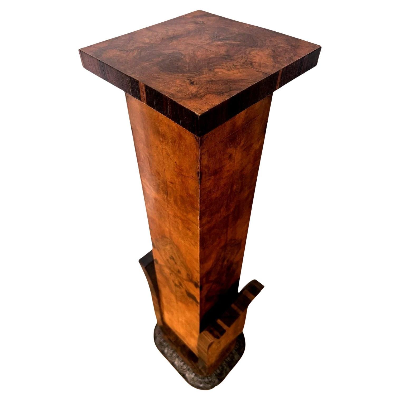 Spectacular Art Deco Walnut And Macassar Ebony Pedestal, Torchiere, c1930 For Sale 2