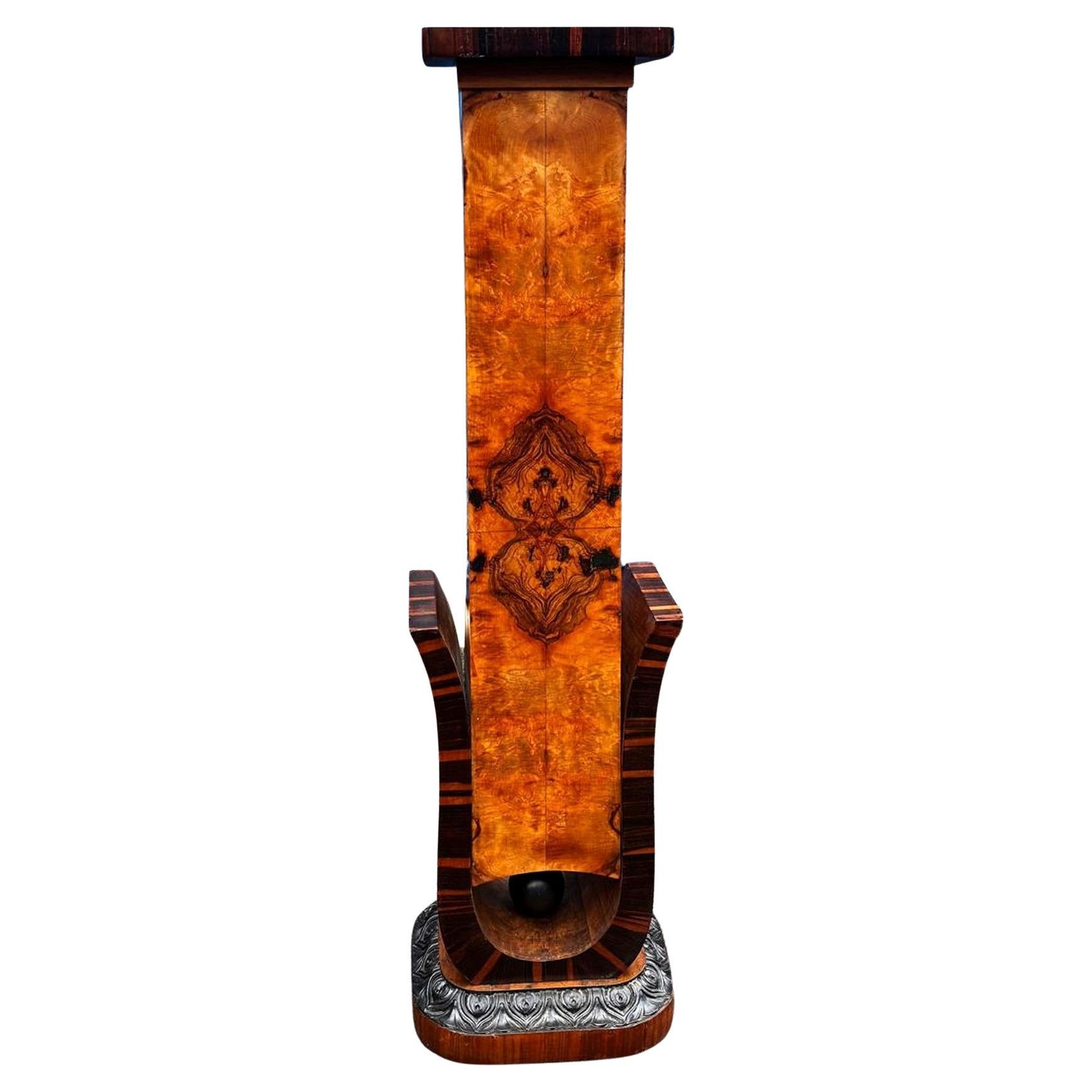 Spectacular Art Deco Walnut And Macassar Ebony Pedestal, Torchiere, c1930