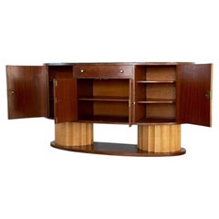 Spectaculaire buffet Art déco en noyer et sycomore, signé Hille, Angleterre, vers 1935