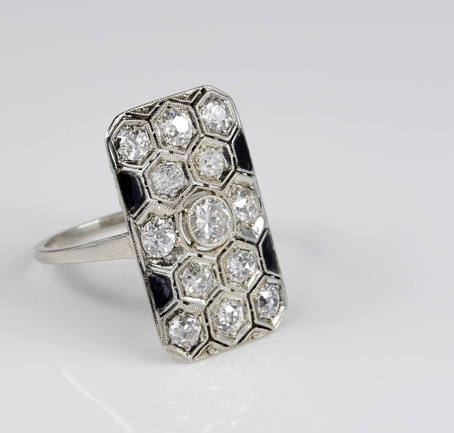 
This very special authentic Art Deco ring is fully marked for being from the Austro Hungarian em pire - 1920 ca
It is a magnificent panel ring in vogue during during the very early beginning of last century
Skilfully hand crafted of solid 18 Kt