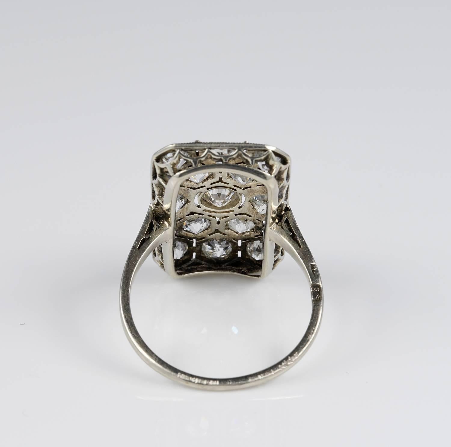 Spectacular Austro Hungarian Art Deco Diamond and Onyx Panel Ring 1