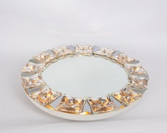 Spectaculaire miroir rétroéclairé en laiton et verre cristal de Kinkeldey, Allemagne
