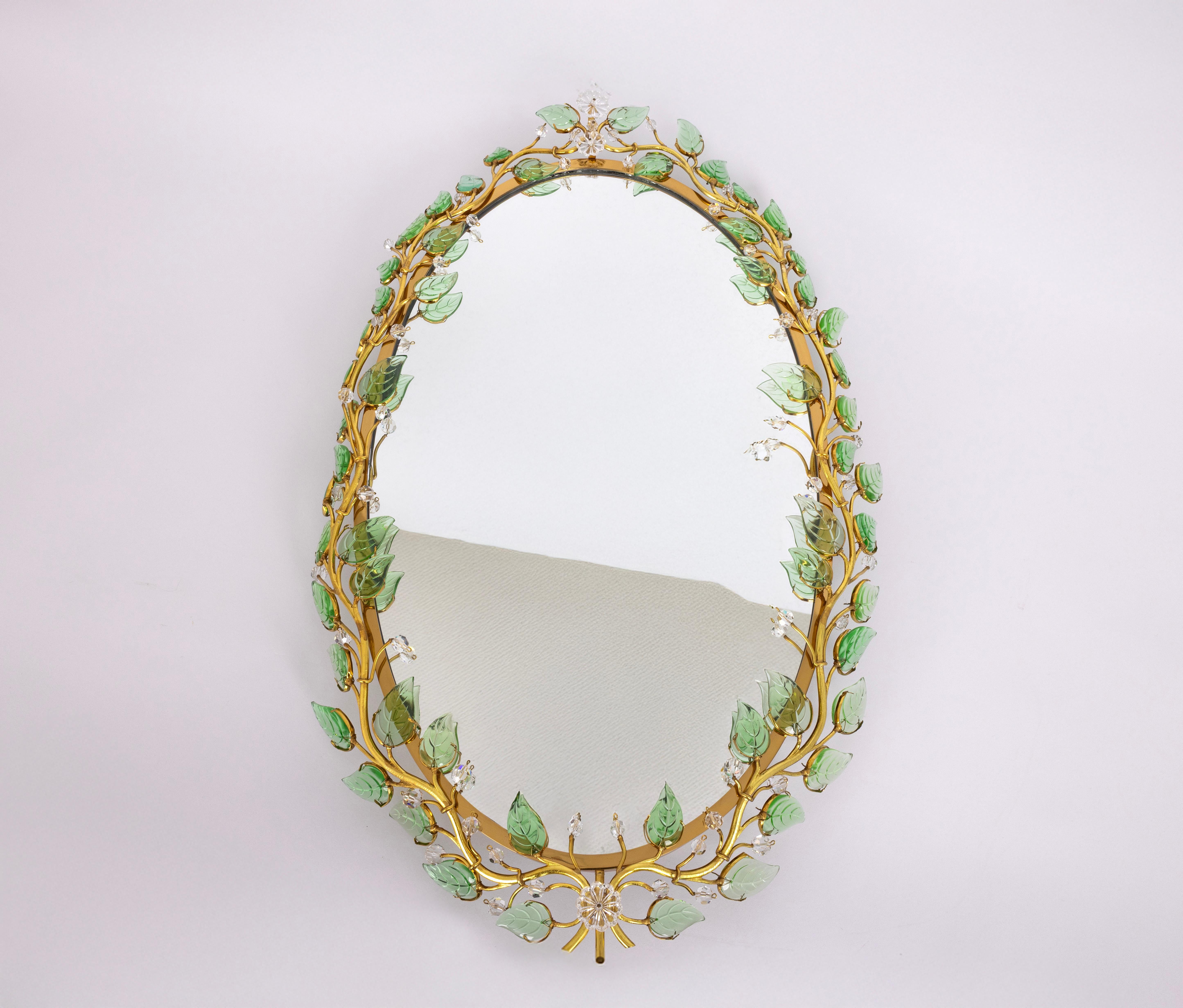 Spectaculaire miroir rétroéclairé en laiton et verre cristal de Palwa, Allemagne en vente 4