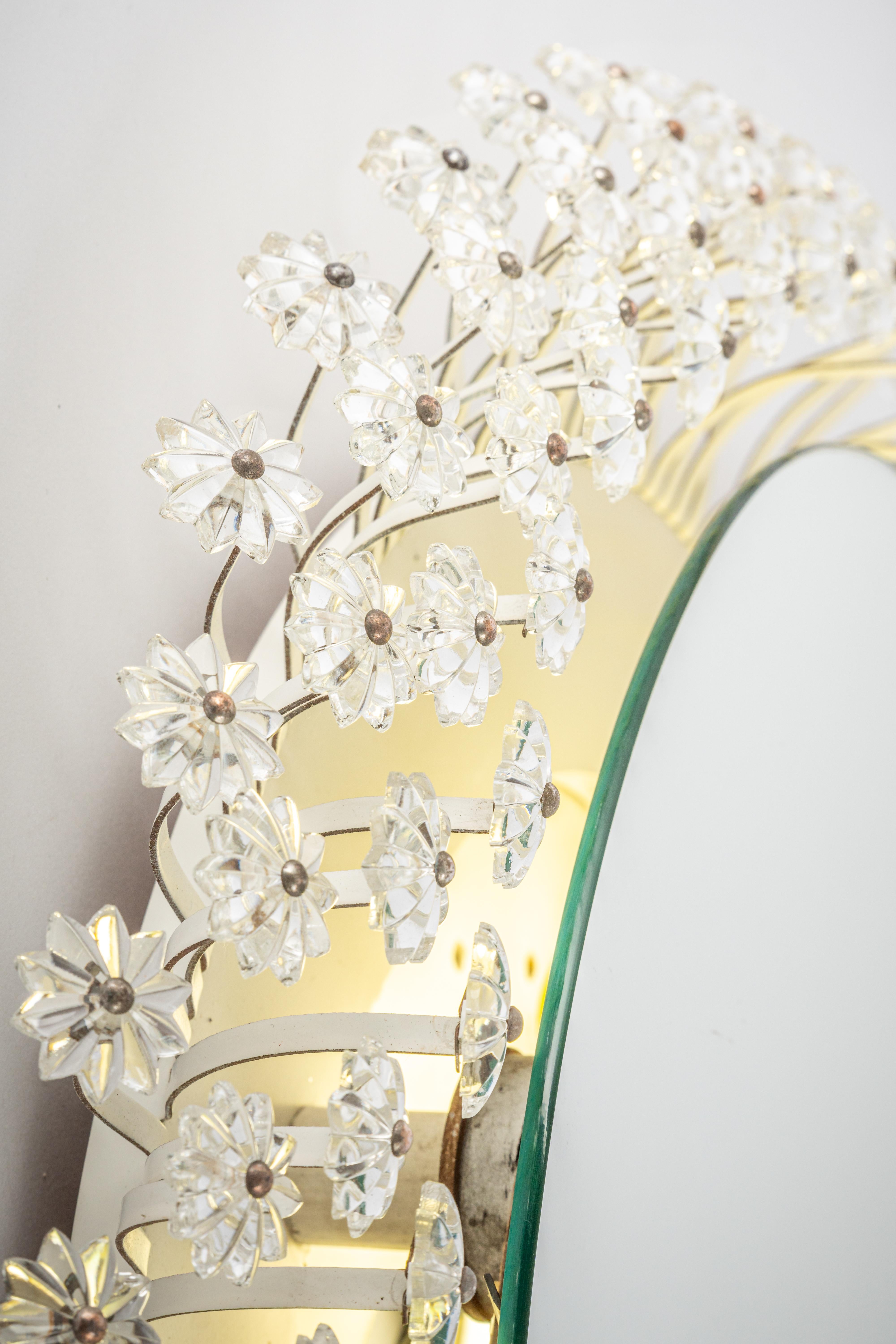 Spektakulärer rückseitig beleuchteter Spiegel aus Messing und Kristallglas von Palwa, Deutschland im Zustand „Gut“ im Angebot in Aachen, NRW