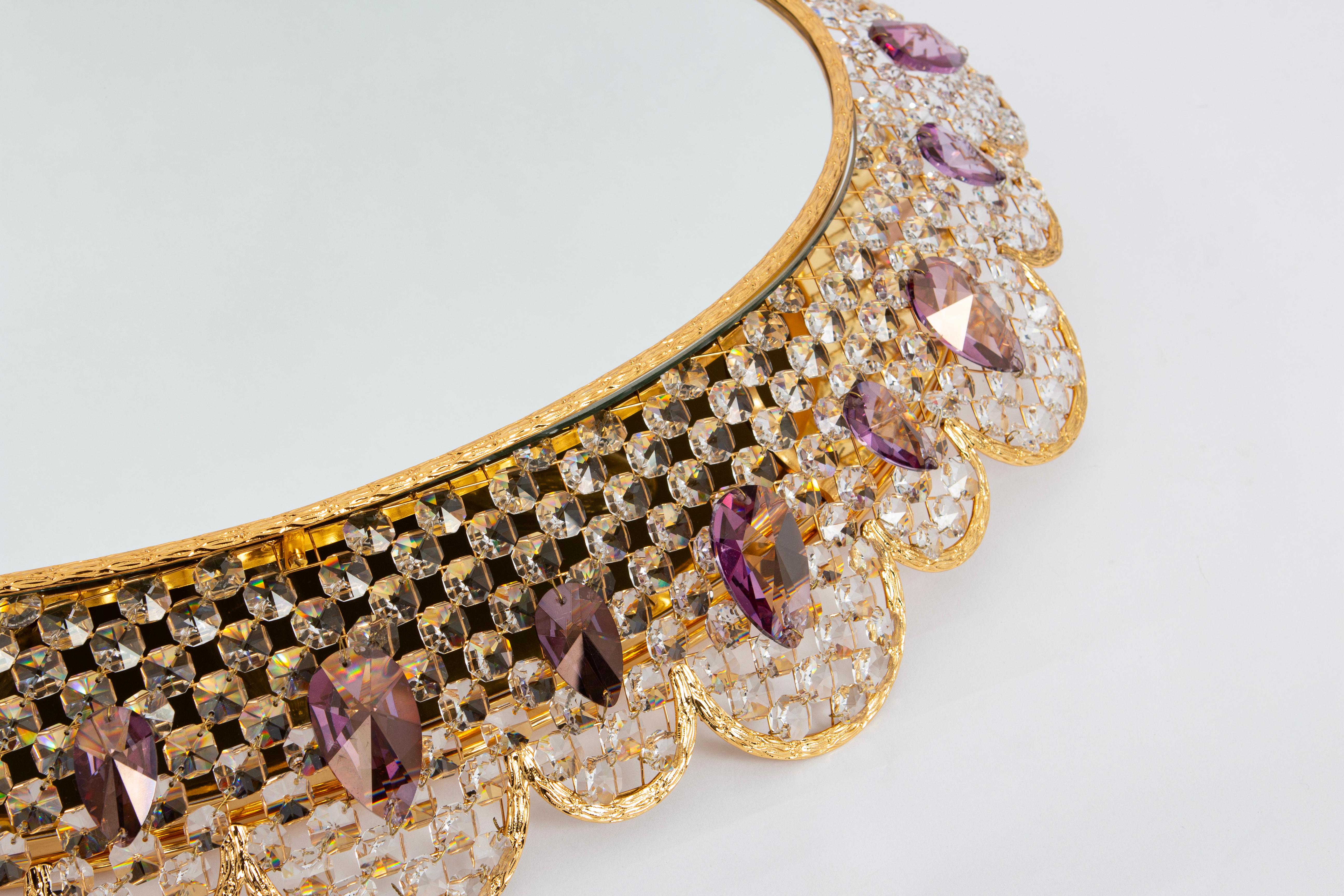 Spectacular Backlit Mirror Brass and Crystal Glass by Palwa, Germany In Good Condition For Sale In Aachen, NRW