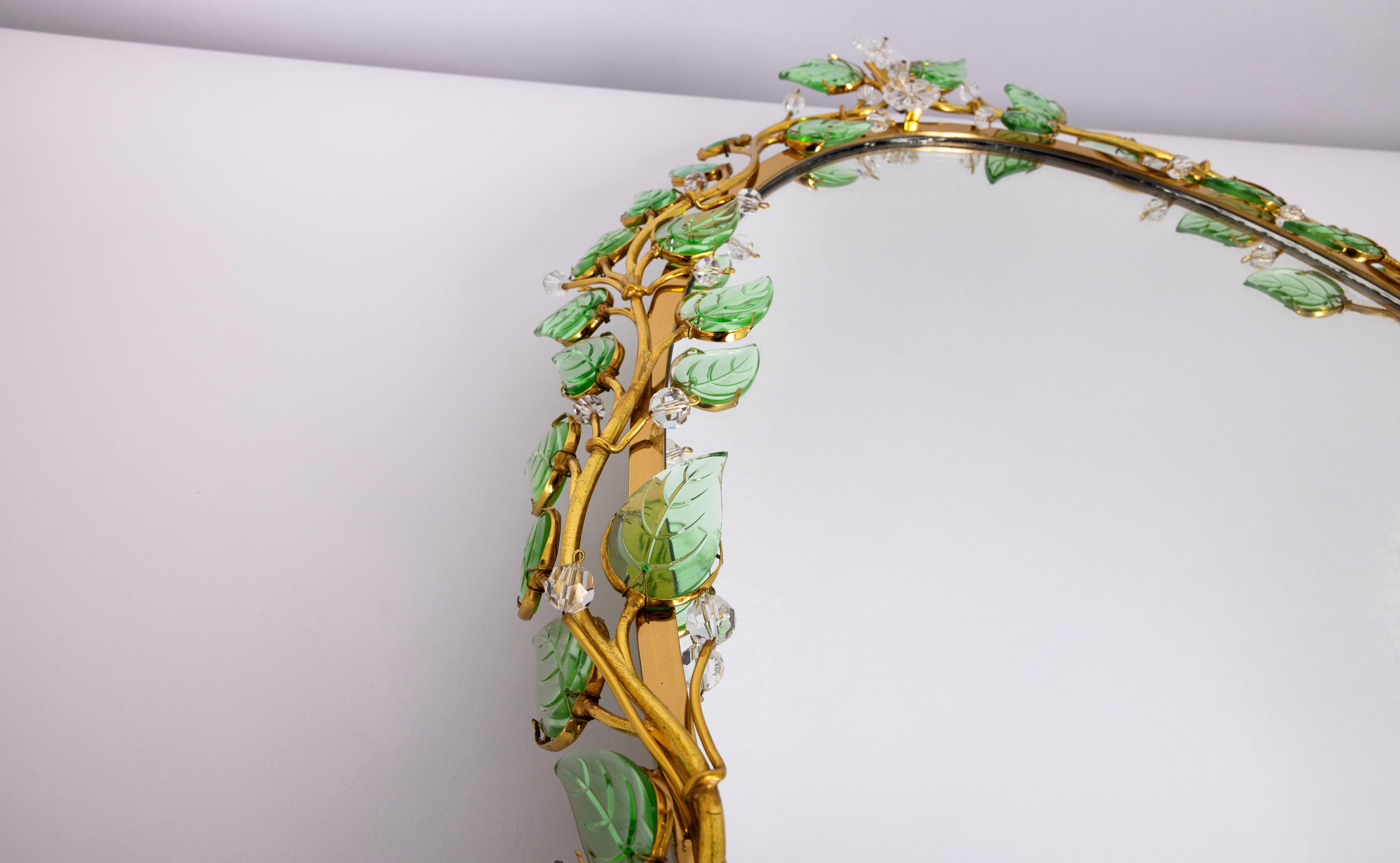 Spectaculaire miroir rétroéclairé en laiton et verre cristal de Palwa, Allemagne en vente 2