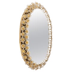 Spectacular Backlit Mirror Brass and Crystal Glass by Palwa, Germany