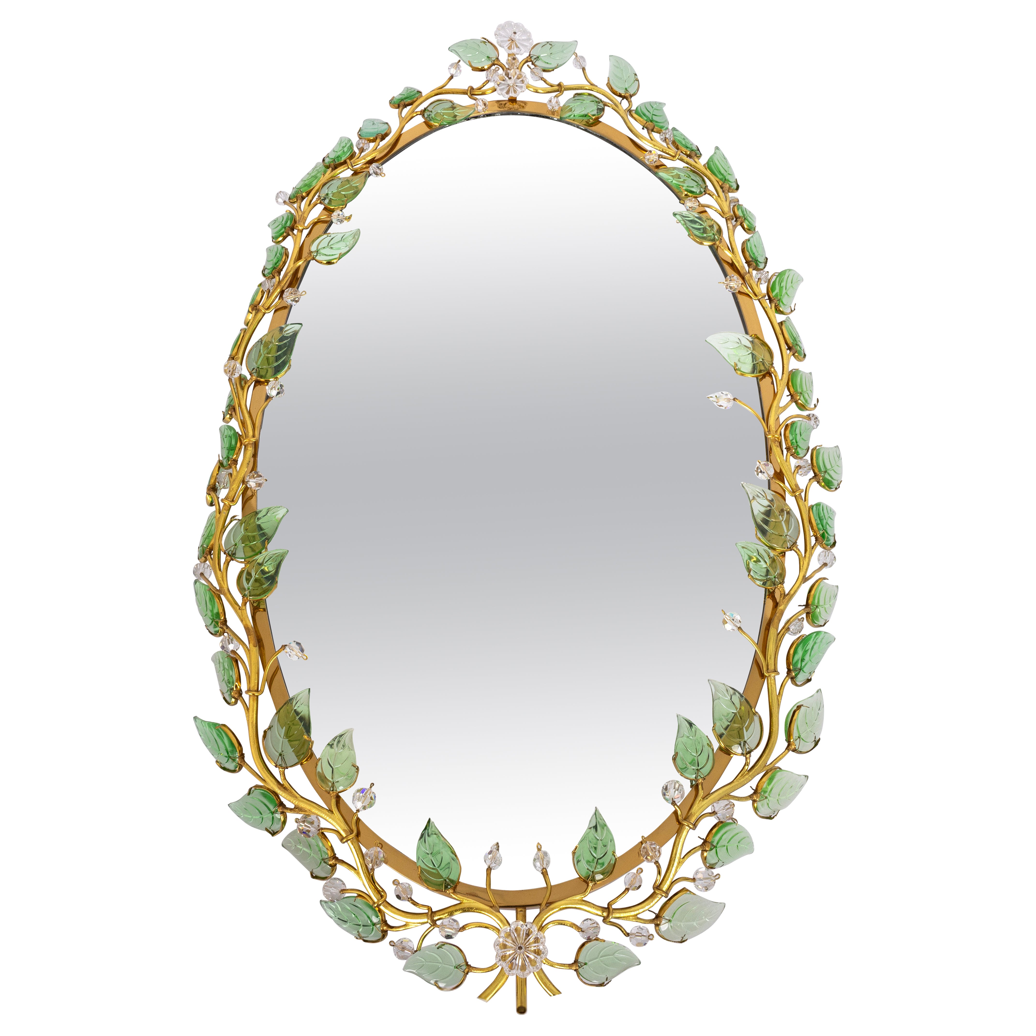 Spectaculaire miroir rétroéclairé en laiton et verre cristal de Palwa, Allemagne en vente