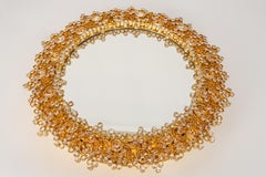 Spettacolare specchio retroilluminato in ottone dorato e vetro di cristallo di Palwa, Germania