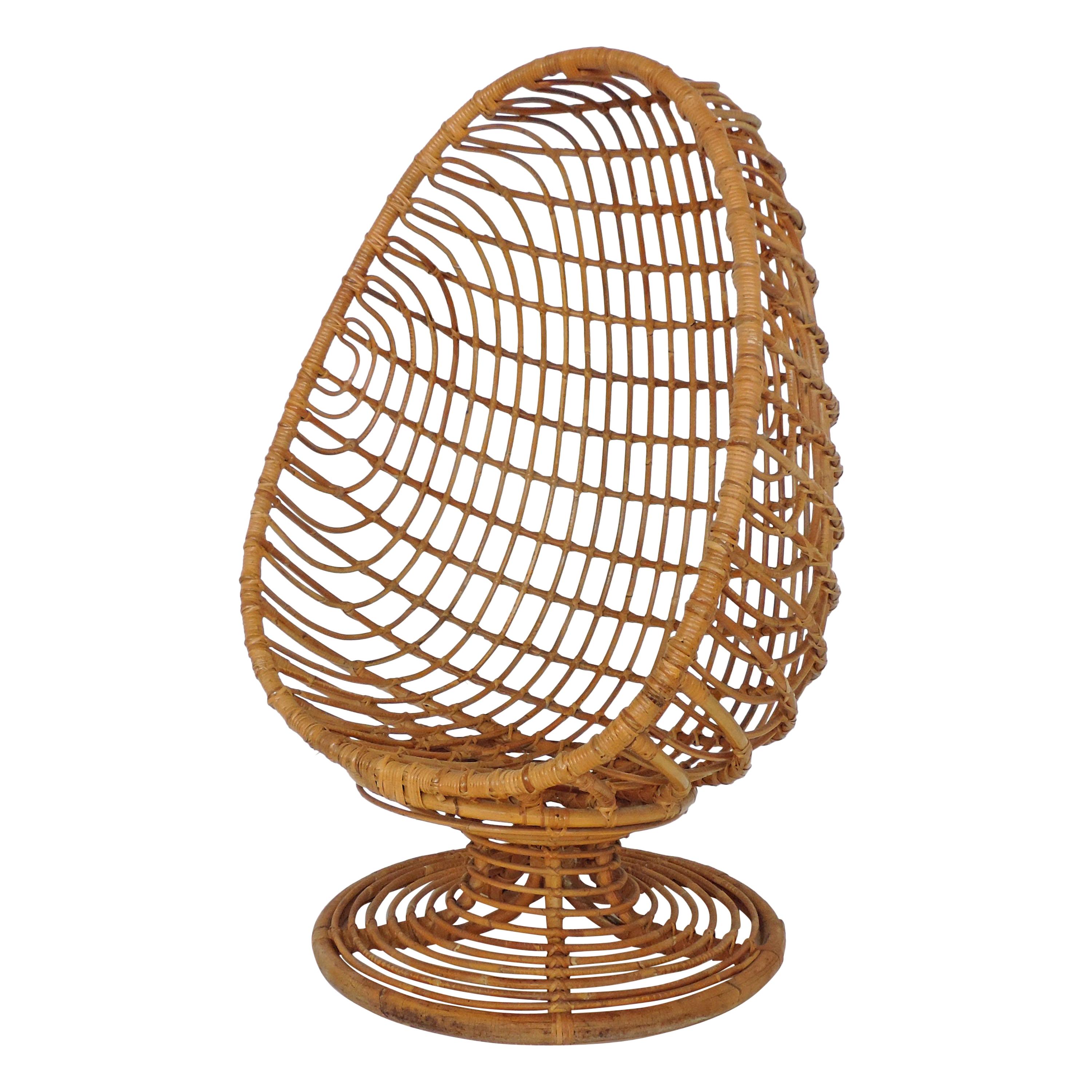 Spectacular Bamboo Egg Chair, Italy, 1960s