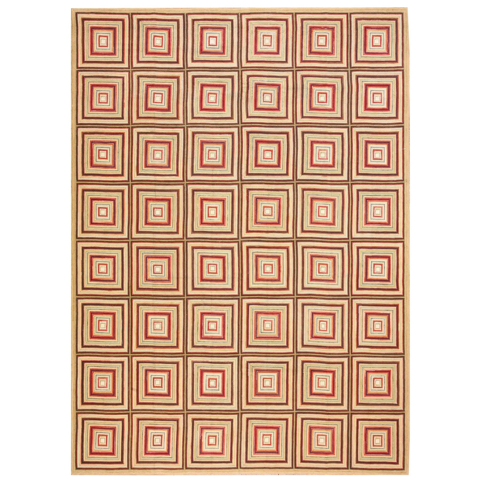 Spectacular Beige Color Modern Design Contemporary Handmade American Hooked Rug