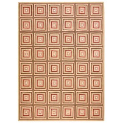 Spektakulärer Beige Color Modern Design Contemporary Handmade American Hooked Rug