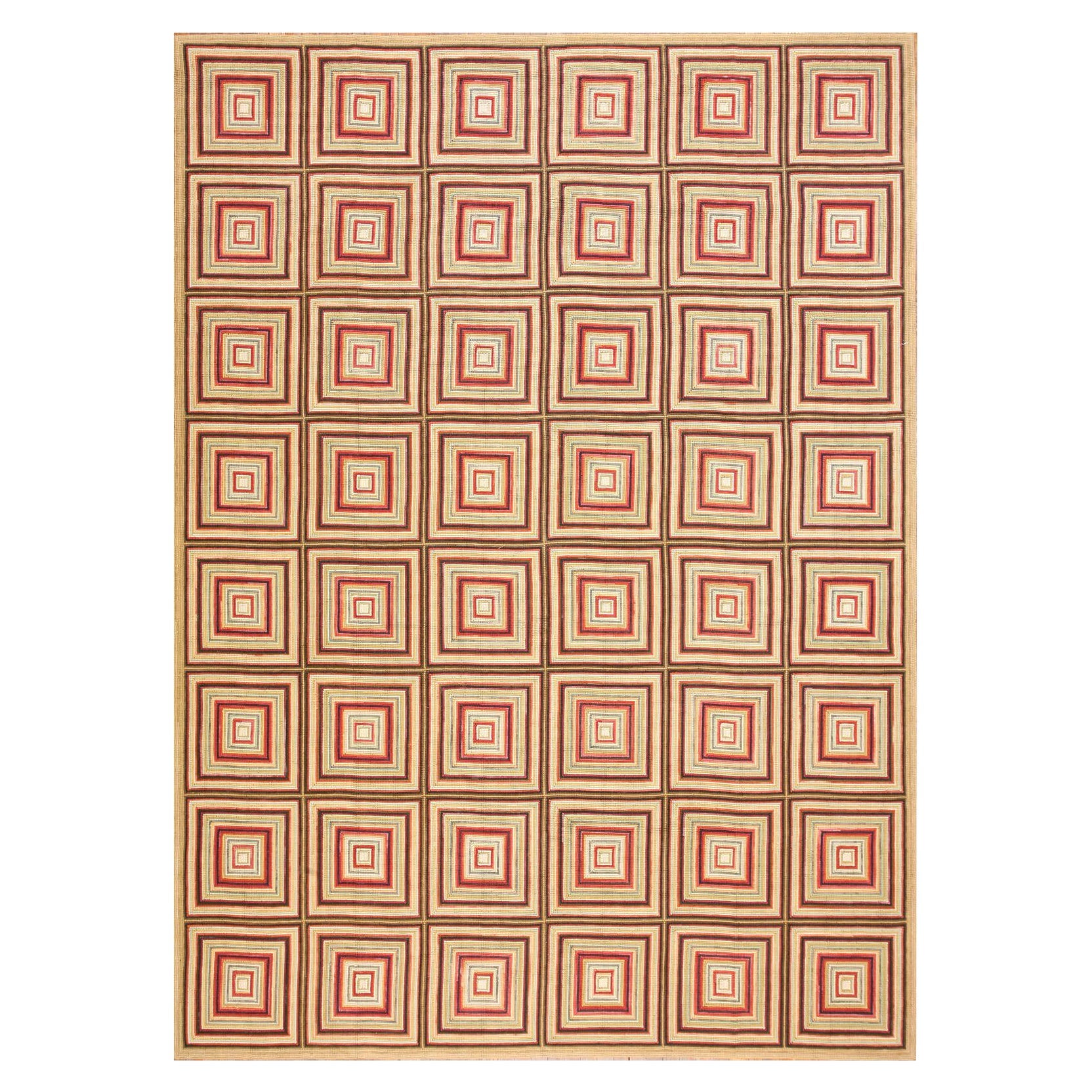 Spectacular Beige Color Modern Design Contemporary Handmade American Hooked Rug