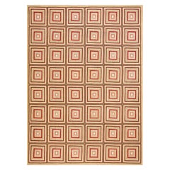 Spektakulärer Beige Color Modern Design Contemporary Handmade American Hooked Rug