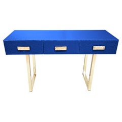 Espectacular Consola Azul en Cristal de Murano 3 Cajones Made in Italy Disponible