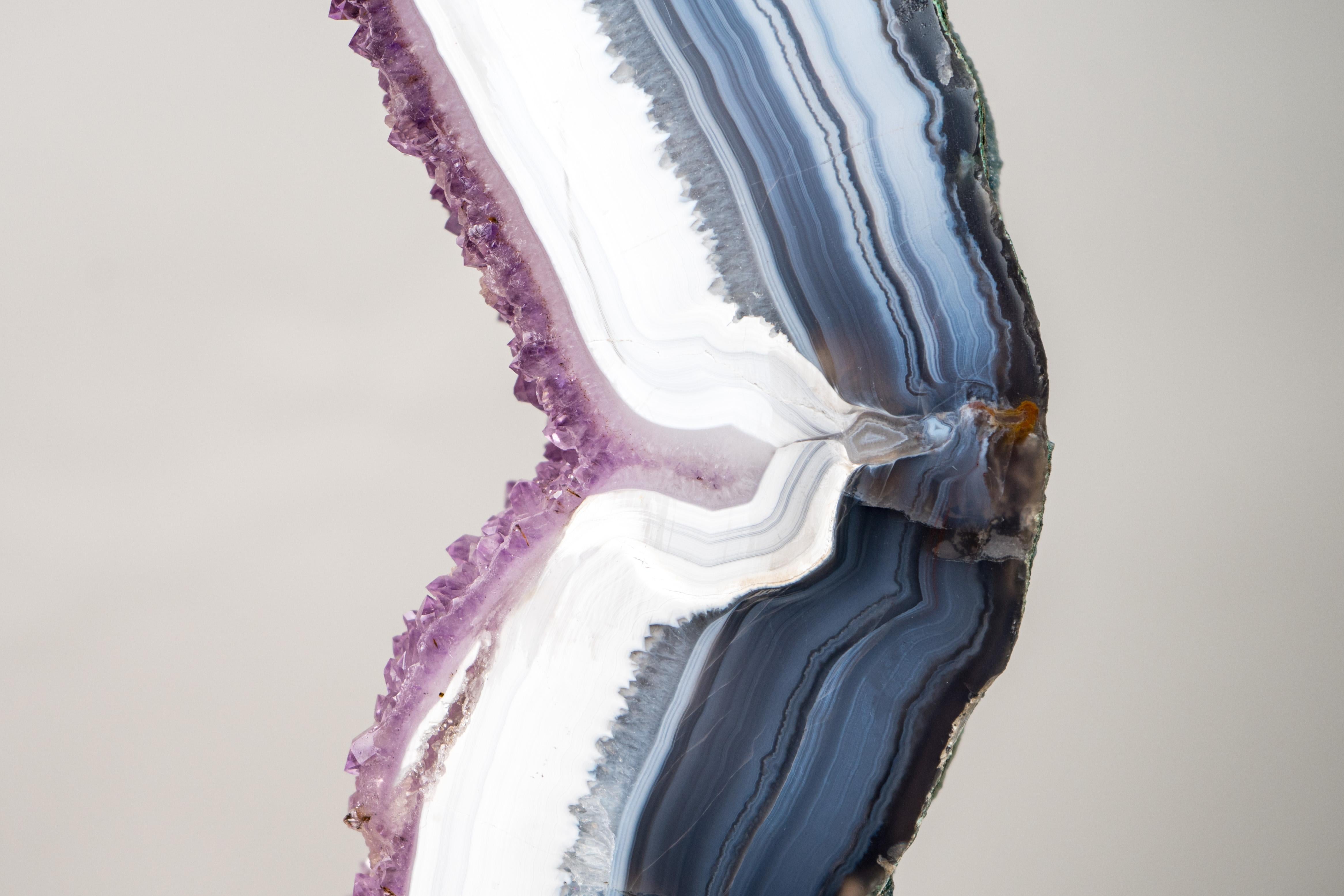 Espectacular Rodaja de Portal de Ágata Encaje Azul y Blanca en venta 4