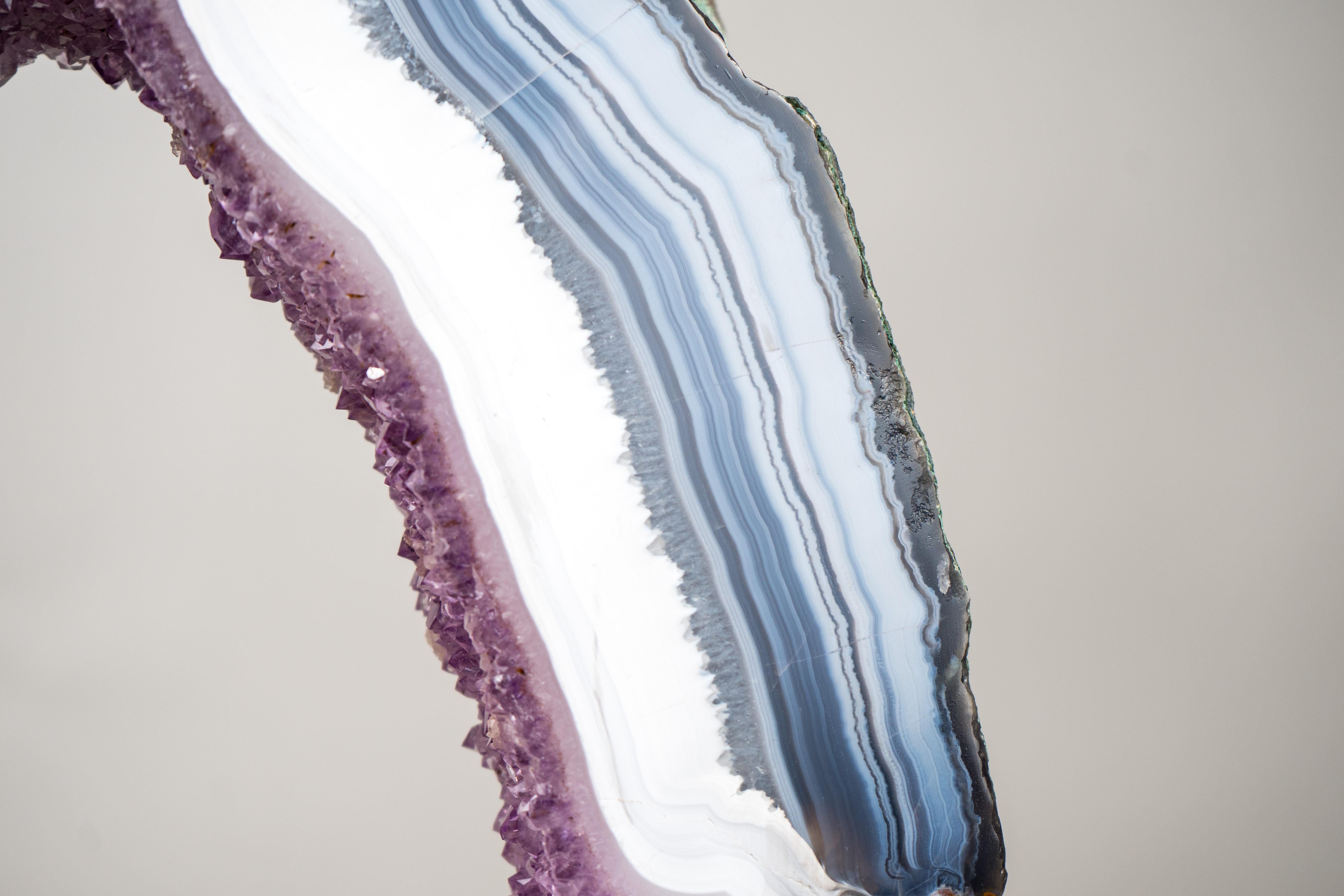 Espectacular Rodaja de Portal de Ágata Encaje Azul y Blanca en venta 6