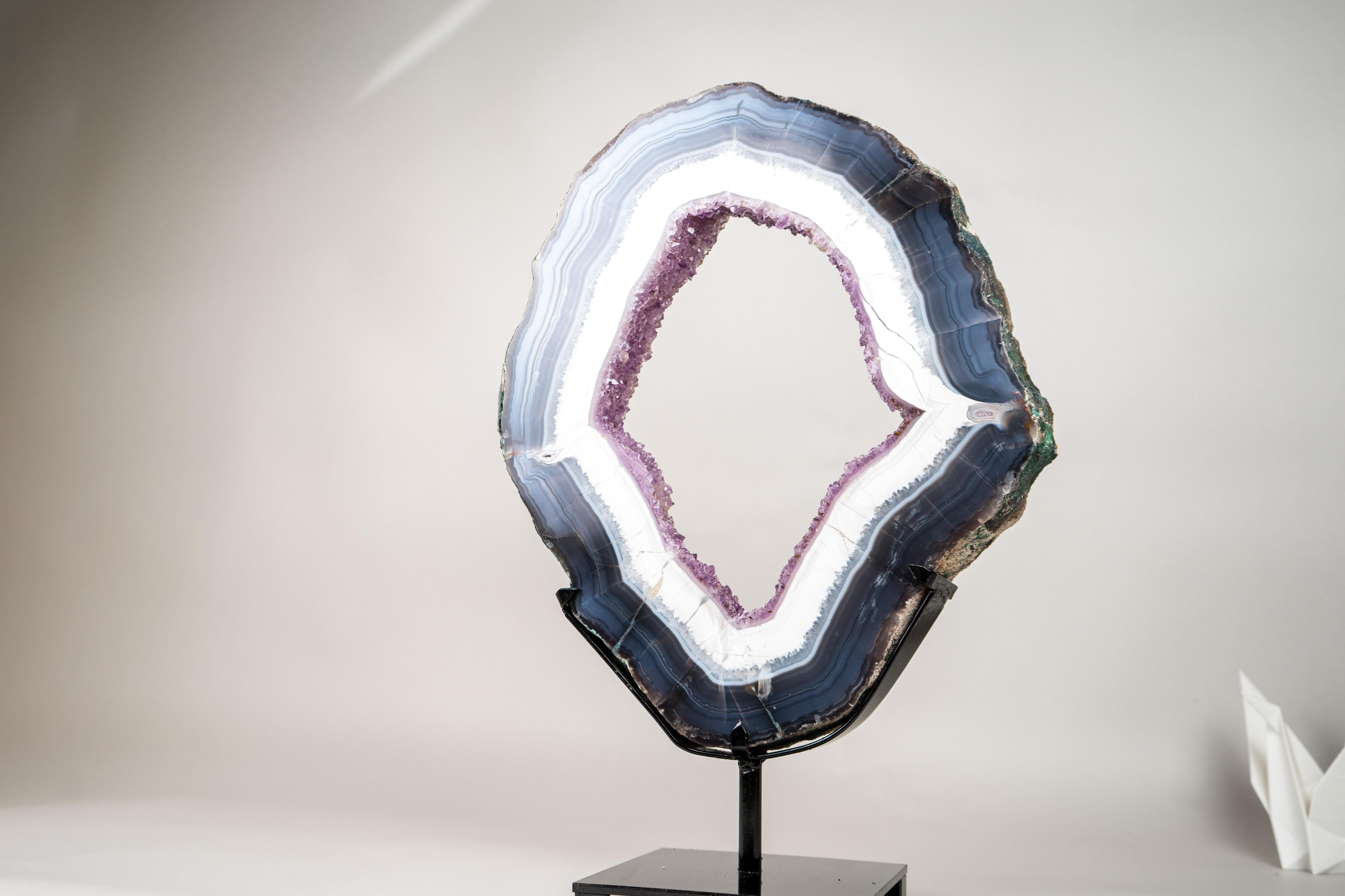 Espectacular Rodaja de Portal de Ágata Encaje Azul y Blanca en Nuevo estado para la venta en Ametista Do Sul, BR